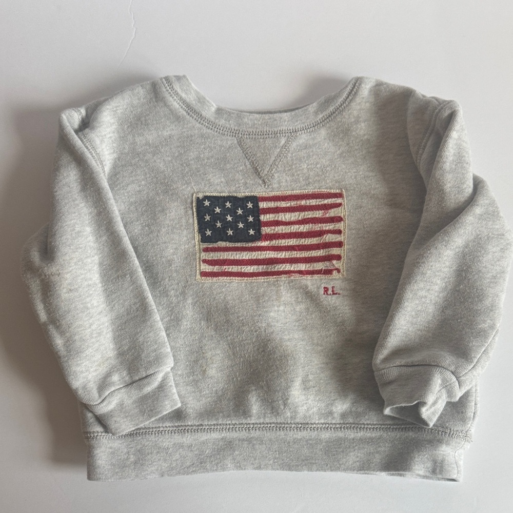 Ralph Lauren Light Gray Sweatshirt with American Flag